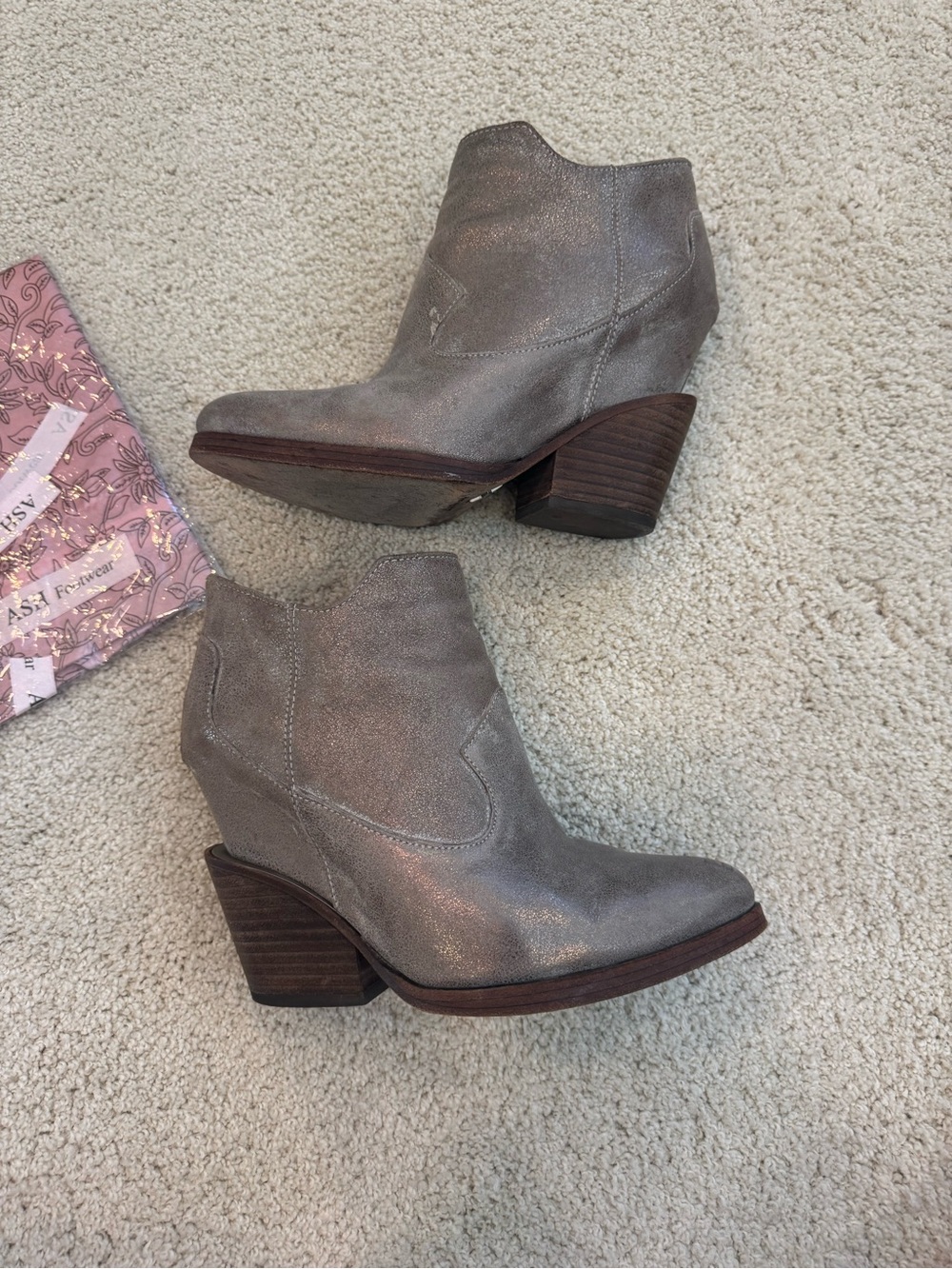 ASH Lula Metallic Wedge Ankle Booties